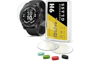 iDaPro [4Pcs Displayschutz schutzfolie für Garmin Fenix 7 Pro Solar/Fenix 7 Pro Solar Sapphire+[4Pcs] Silikon Staubstecker,Hartglas,9H Härte Glas,Kratzfest,Blasenschutz,Anti-Fingerabdruck