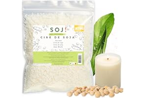 Soj! - Cire à bougie - Cire de Soja végétal pour la création/DIY de bougie, remplissage bougie | Qualité supérieur | 1KG (870G - Flocons)