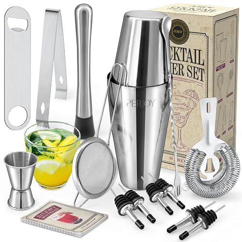 Cocktail-Set 16-teilig mit Jigger & Eiszange