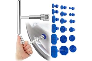 Zephyra Kit Rimozione Ammaccature Auto con T-Bar e 18 Ventose – Attrezzo Levabolli per Carrozzeria, Danni da Grandine – Riparazione Senza Verniciatura per Auto, Moto, Elettrodomestici