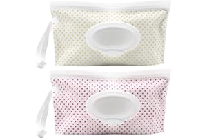 ALLY-MAGIC Baby Wet Wipes Pouches, 2 Pcs Baby Wet Wipes Dispensers, Travel Wet Wipes Bags Cases Reusable Refillable, Portable Wipe Carrying Pouches Case for Baby Y3SJB (10)