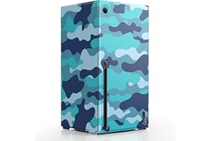WOLIBEAR Magnetische Smart Wraps für Xbox Series X Konsole, Vollschutz Schutzhülle für Xbox Series X Zubehör mit Premium PU Leder und weichem Innenfutter - Blue Camo, XSX46MB-US