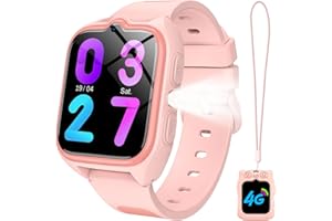 IOWODO Reloj Inteligente Niño 4G, Smartwatch Niños con GPS y Llamadas, Batería de 800 mAh, Videollamadas, SOS, Linterna LED, Modo Clase, IP68 Impermeable, Reloj Inteligente Niñas y Niños de 4-13 Años