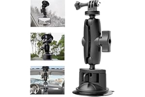 UNSTINCER Support à Ventouse réglable pour téléphone et caméra d'action, Fixation avec Bras Magique sur Pare-Brise de Voiture pour GoPro Akaso Xilecam SJCAM WOLFANG Apexcam Insta360 DJI