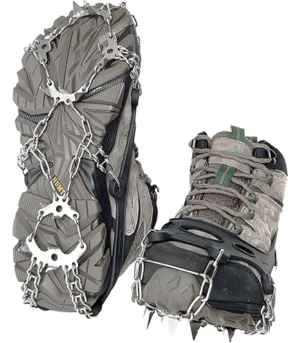 Ramponi Da Neve Per Scarpe - 10 Punte In Acciaio, Taglie S-XL, Per Trekking E Camminate Su Ghiaccio