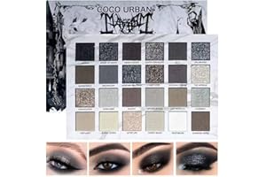 KATILUXIYA 24Colors Black Grey Smokey Eyeshadow Palette, Matte Black Smoky Eye Shadow Palette, Shimmer High Pigmented Basic Black White Gray Shade Eye Black Makeup for Halloween (24 Colors)