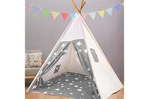 Pamatio Teepee Tent For Children, Star Pattern Kid's Tipi Tent For Indoor Outdoor, Wigwam Play Tent, Children Playhouse, Kid's House Room Decoration For Party Festivals