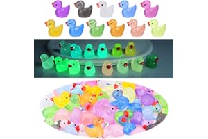 TELOOCO 50 Piezas Mini Patos Resplandecientes Pequeños Patos de Resina Lindos Mini Patos Que Brillan en Oscuridad para Casa de Muñecas de Jardín DIY Patos Acuario Fiesta Decoraciones (12 Colores)