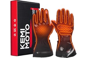 KEMIMOTO Guanti Moto Riscaldati da Uomo, Guanti Moto Riscaldati con Touch Screen, Guanti Riscaldati Moto Impermeabili, Antivento e Caldi, Adatti per Motociclismo, Ciclismo