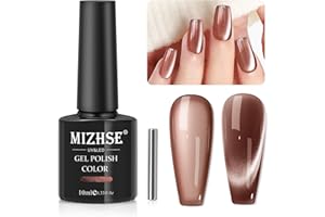 ‎MIZHSE MIZHSE Braun Gel Nagellack Cat Eye UV Gel 10ml Maillard 9D Cateye Magnet UV Nagellack mit 1 Magnet, Nagelack Braun Gellack Lacke Für Nägel