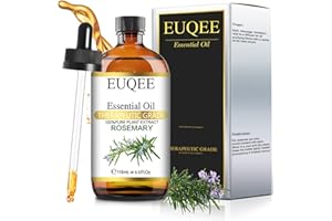 EUQEE Aceite Esencial de Romero 118ml, Aceite de Romero 100% Puro y Natural, Aceites Esenciales para Humidificador, Perfectos para Aromaterapia, Baño, Cuidado del Cabello