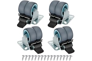 YUMYOLK Ruedas para Muebles Pesados con 4 Freno + Tornillos - Hasta 160kg | 50mm Ruedas Giratorias, Rueda Pivotantes, Ruedas Con Freno, Ruedas dobles silenciosas