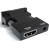 JAMEGA – HDMI auf VGA Adapter 1080P HDTV mit Audio Übertragung Konverter | 3,5mm Audioanschluss | HDMI Buchse zu VGA Stecker