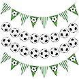 4 Pieces Football Banner Decoration Football Theme Party Supplies, Football Flags Bunting Banners for Soccer Fans Welcome World Cup 2022