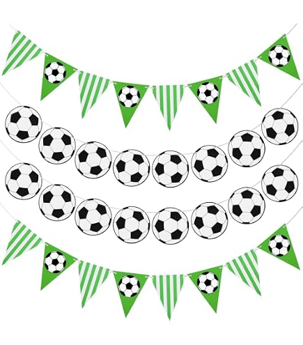 22 Pezzi Decorazioni Per Festa Di Compleanno A Tema Calcio, Con 2 Striscioni, 10 Spirali Appese E 10 Cartoncini, Palloni Classici Bianco/Nero