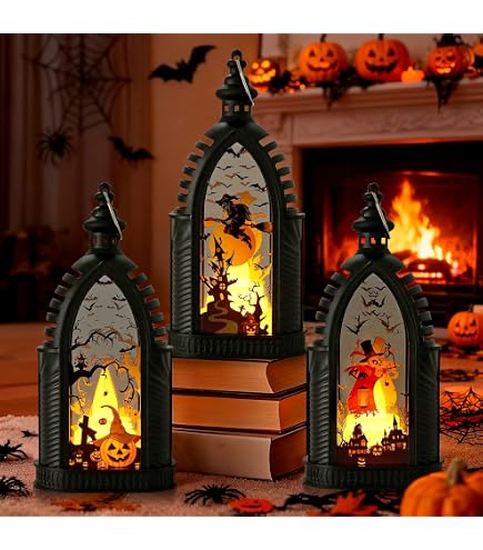3 Stück Halloween Deko Kürbis Laterne, Halloween Laterne Outdoor