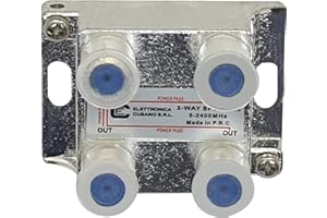 ELETTRONICA CUSANO 8351 - Splitter Satellitare 3 Vie, Partitore Antenna Tv da Interno con Connettore EFFE, Ripartitore Antenna Tv, Partitore Sky, Distributore di Segnale Tv, Frequenza da 5 a 2400 MHz, Made in P.R.C.