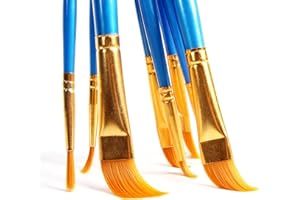 HISUNBEN Pędzle do malowania twarzy, 10 szt. pędzli do malowania twarzy dla dzieci, akwarela, akryl i obraz olejny, odpowiednie do dekoracji, modeli, figurek, zdobienia paznokci (niebieskie)