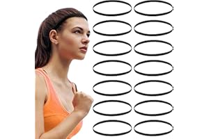 QUMENEY 14 Pcs Sports Headband Non-Slip Elastic Headbands Sweatbands for Basketball Golf Running Cycling Workout Exercise Yoga Unisex Women Men (Black)
