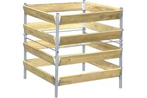 bellissa Composter for Garden 90 x 90 x 90 cm (M) - Garden Composter in Wood-Metal Look Hot-Dip Galvanised - Optimal Ventilation for Quick Composting - Sustainable Garden Solution for Organic Compost