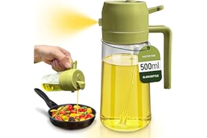 PORTENTUM 17oz Oil Spray Bottle - 2 in 1 Olive Oil Dispenser Bottle for Kitchen Accessories - Spray bottles For Air Fryer Kitchen Gadgets (Green)