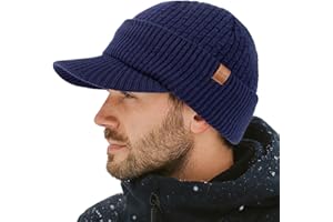 TOP-EX PolarWool czapka z daszkiem w 100% z wełny merynosów, dla mężczyzn i kobiet, zimowa czapka z dzianiny, z polarową podszewką, do biegania na nartach, rozm. M-XXL