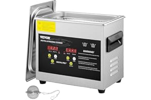 VEVOR 3 L Verbesserter Ultraschallreiniger (200 W Heizung, 120 W Ultraschall) Professioneller digitaler Labor-Ultraschall-Teilereiniger mit Heizungstimer für die Reinigung von Schmuckgläsern