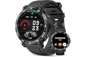 AVUMDA Smartwatch Uomo con Effettua/Risposta Chiamate,1.52" Orologio Smartwatch con Cardiofrequenzimetro/Monitor del SpO2/Sonno,Contapassi Fitness Tracker Sport Impermeabil IP68 per iOS Android