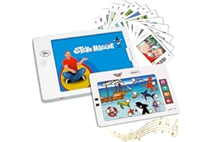LITTLE FROG TOYS Steve and Maggie Interactive Pad - 60 Graphic Cards on Colours, Numbers, Shapes & More, Kids Tablet Early Development Activity Toys, Toddler Learning Toys for Ages 3+, Boys Girls Birthday Presents