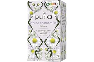 Pukka Herbs Three Chamomile, Organic Herbal Tea, Total 80 Tea bags, 120 g, (Pack of 4)