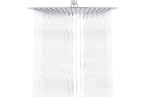 GRIFEMA G831-COMPLENTO, Alcachofa fija grande para ducha con rótula orientable (300 * 300 cm), Rociador de ducha cuadrado (efecto lluvia suave), Crome/acero inoxidable