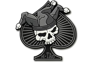 M-Tac Morale Patch Joker Skull Carte de mort tactique 3D PVC (noir et blanc)