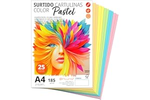 Cartones de colores A4 Ofituria – Hojas para ocio creativo y educación – 25 hojas, tonos pastel surtidos