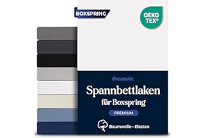 ‎DREAMZIE Dreamzie Boxspring Spannbettlaken 160x200cm - Baumwolle Elastan Premium Komfort 250 GSM - 40 cm, Boxspringbett oder Dicke Matratzen - Oeko-Tex - Weiß