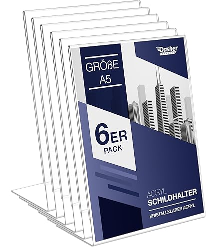 PartyKindom 6er Set Acryl Schilderhalter L-Form – Klare Displayständer Für Menüs, Infos & Mehr