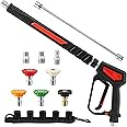 RIDGE WASHER Pressure Washer Gun 5000 PSI, 12 GPM, Power Washer Gun with Stainless Steel Extension Wand, Detachable M22 14 Male to 1/4" Quick Connect, 360° Swivel 3/8'' NPT Thread, M22 Fitting