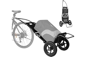 SEPNINE® Remolque de carga bicicleta 2 en 1, remolque de bicicleta, carro de la compra, carro de mano, marco de acero de aleación, fácilmente plegable con neumáticos de 30 cm, peso de carga de 20 kg