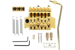 WALFRONT Ponte Chitarra Elettrica Oro Chitarra Elettrica Tremolo Bridge System Ponte Vibrato in Metallo per Sostituzione Floyd Rose (Oro)