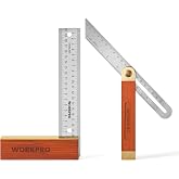 WORKPRO Carpentry Square Set, 2-Piece | Includes Carpenter's Square and 200 mm Adjustable False Square with Wooden Handle for
