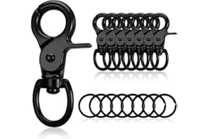 Lvefyti 8 Stück Karabinerhaken mit Drehgelenk,Zinklegierung Karabiner Hundeleine mit Schlüsselanhänger,Wirbel Schnappkarabiner,Multifunktion Karabinerhaken für Hundeleine Schlüssel