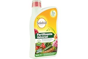 Solabiol Fertilizante Universal Líquido 1 Litro, Fertilizante orgánico para plantas verdes y huertos, Gris