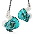 Yinyoo KBEAR Storm in Ear Monitor Headphones, 1DD Wired Earphones Professional Stage Earbuds, HiFi Deep Bass Clear Sound for Musician Singer, 3.5mm Plug, Detachable Cable (Transparent Cyan, No mic)