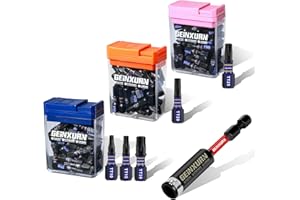 Geinxurn Sicherheit Torx mit Loch Schlagfeste Schraubendreher Bits Set, 90 Stücke 25mm Magnetisch (TT10/TT15/TT20/TT25/TT30) S2 Stahl Multi Treiber Bits mit Lagerung Bunte Box