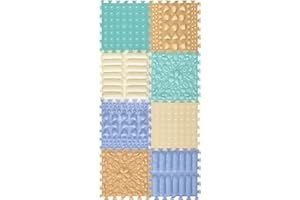 ORTO NATURE Massage Puzzle sensorische Bodenmatte - Orthopädische Spielmatte für Kinder oder als Baby Spielzeug, Puzzlematte Unterlage für den Boden (Weiche Pastellfarben)