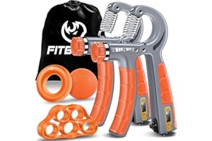 FitBeast Kit de Entrenamiento para Fortalecer Agarre 5 Piezas, 2 Resistencia Ajustable para Antebrazo, Estirador de Dedos, Anillo de Agarre y Bola de Alivio Estrés para Atletas