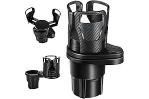 EUNEWR Soporte universal para bebidas para coche, giratorio 360°, soporte para vasos 2 en 1, de fibra de carbono, multifuncional, soporte para botellas, soporte para latas, soporte para tazas de café