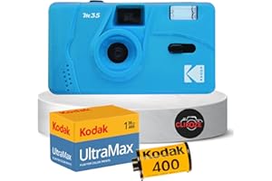 El paquete de cámara de película reutilizable incluye cámara de película Kodak M35 de 35 mm, película Kodak de 35 mm, 36 exposiciones y tarjeta Clikoze Tips (azul)