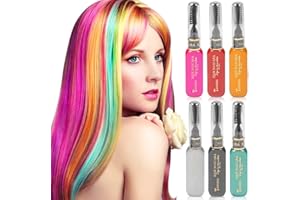 Newtic Tiza de Pelo, Tinte temporal para el cabello, 6 Colores Cabello Tiza Temporales, Lavables y No Toxicas,para Carnaval, Fiesta, Halloween, Navidad,Mujer y Cosplay (B)