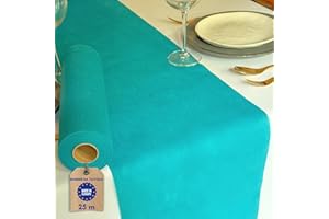 NATUARTE, Runner da Tavola Blu Turchese, Rotolo di TNT da 25 metri x 30 centimetri, Decorazione Tavola, Stoffa Decorazione Matrimonio, Battesimi, Comunioni, Compleanni, Colore Blu Turchese