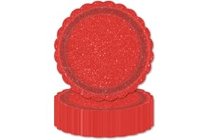 AHPYEUHK Lot de 50 assiettes en carton rouge - 17,8 cm - Vaisselle de fête pour décoration - Décoration de table pour fête effrayante - Jardin